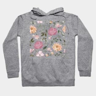 Old Rose Memories Flower Pattern Hoodie